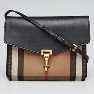 Burberry Macken House Check Crossbody Bag Black Leather $1190